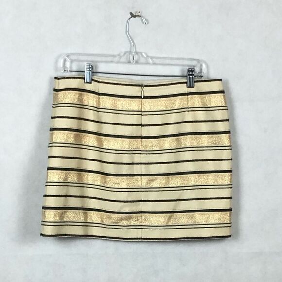 J.Crew Gold Metallic Stripped Skirt Sz8 - Picture 2 of 7
